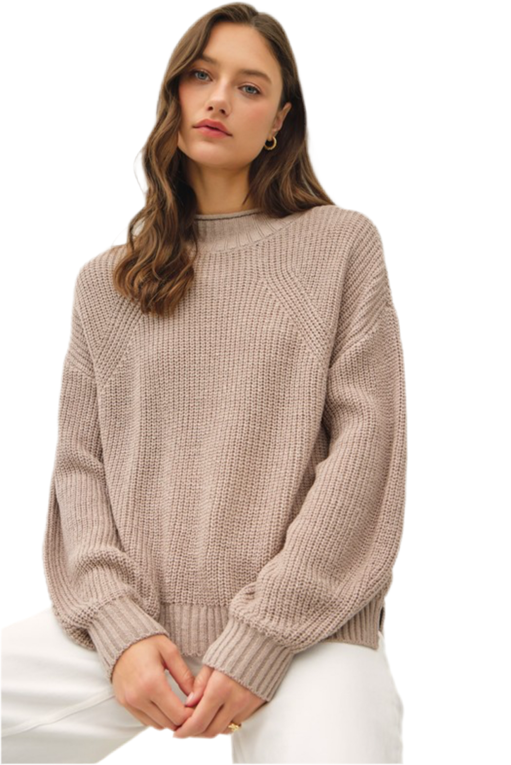 Be Cool Chunky Mockneck Sweater with seam down front