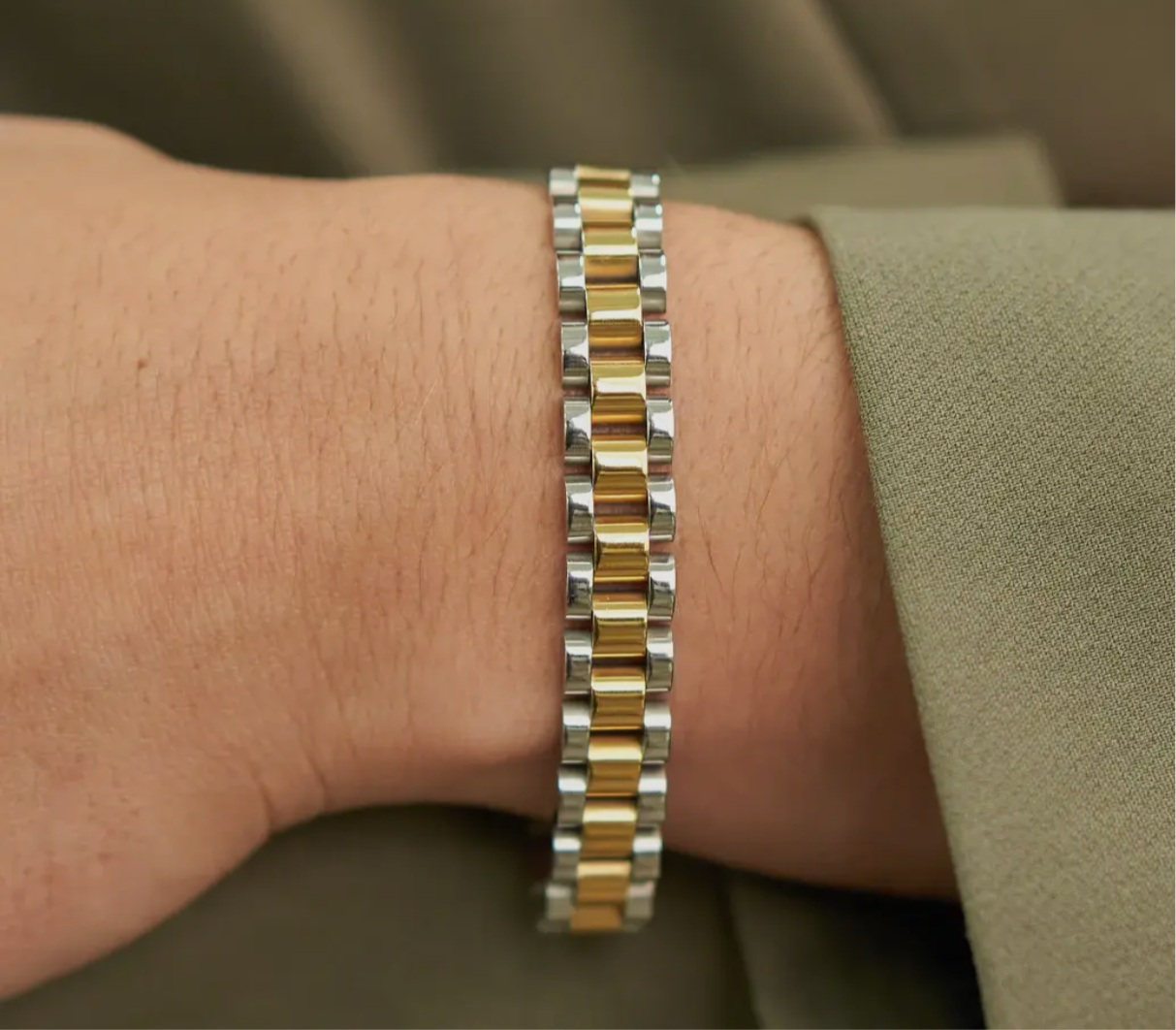 Brenda Grands Two Tone Watch Band Bracelet