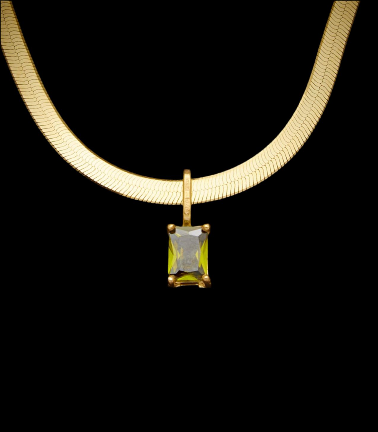 18K Italian Gold Over Silver              1.00ct. tw. Birthstone
Herringbone Necklace