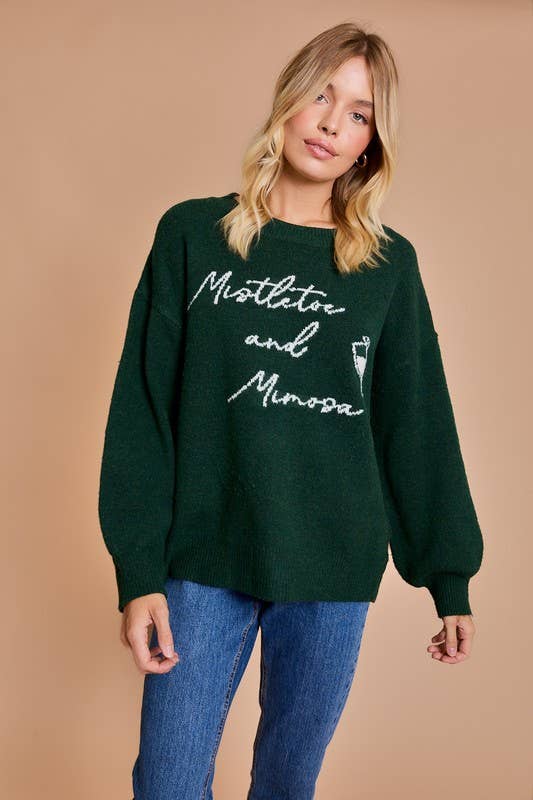 Mistletoes and Mimosas Oversized Sweater