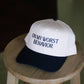 Electric Label On My Worst Behavior Hat Navy and Cream 