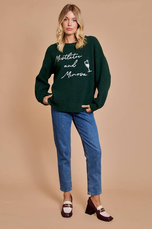 Mistletoes and Mimosas Oversized Sweater