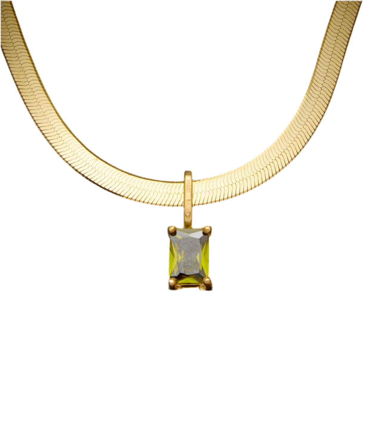 18K Italian Gold Over Silver              1.00ct. tw. Birthstone
Herringbone Necklace