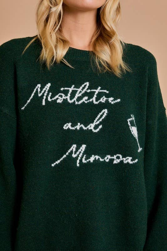 Mistletoes and Mimosas Oversized Sweater