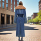 Kosmo Denim Trench Coat With Chic Faux Fur Collar