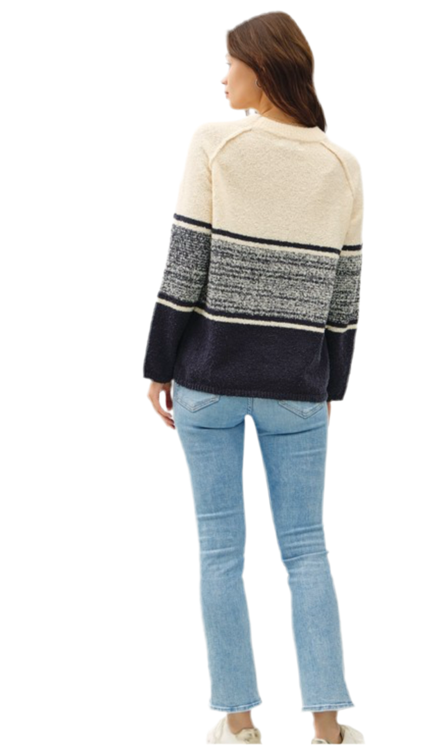 Be Cool Cozy Textured Sweater with Striped Gradient Design