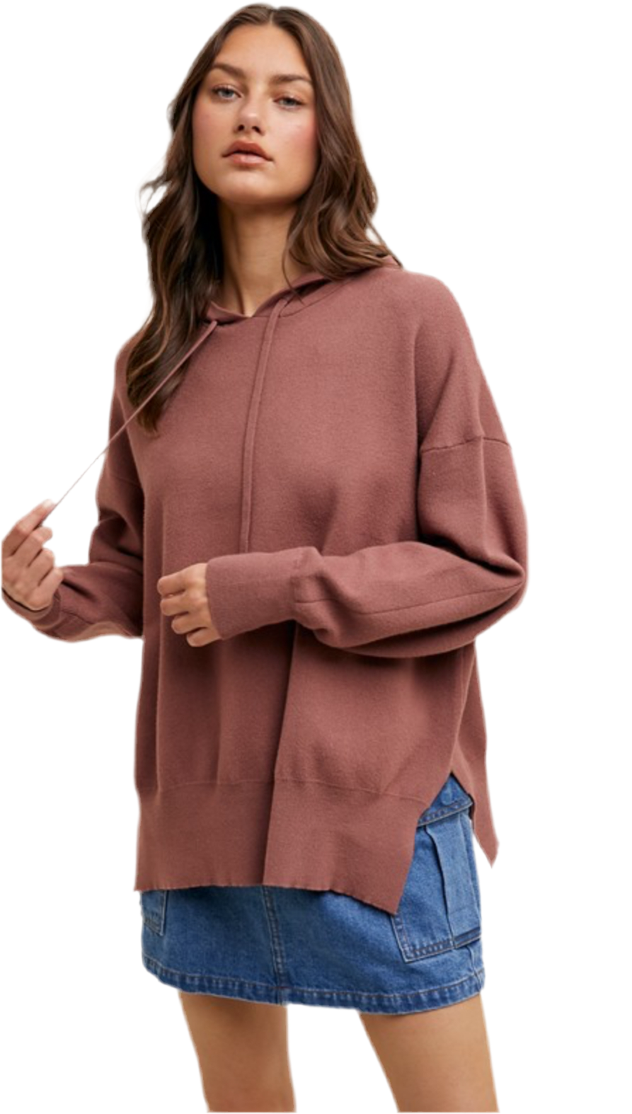 Wishlist Hooded Sweater with Side Slits