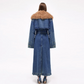 Kosmo Denim Trench Coat With Chic Faux Fur Collar