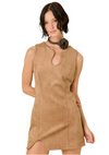 Day + Moon Suede Sleeveless Puzzle Minidress