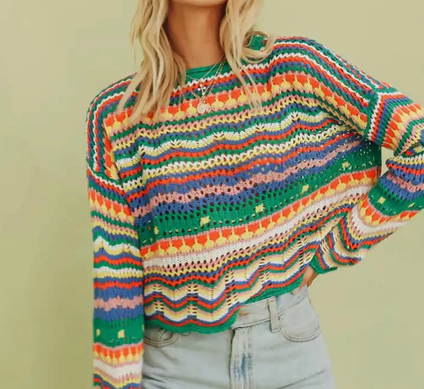 Vintage striped crocheted sweater