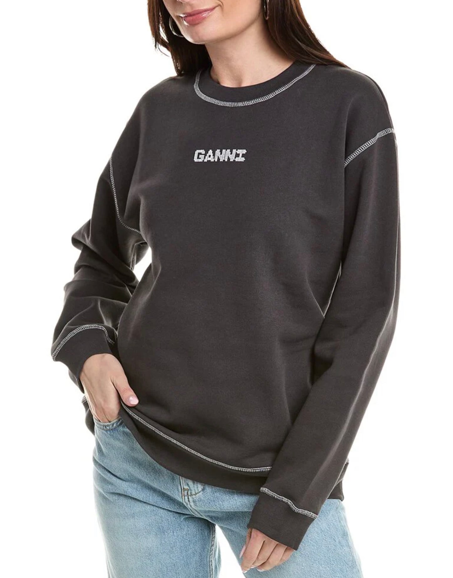 GANNI Dark Rose Relaxed Sweatshirt