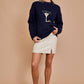 Mock Neck Long Sleeve Martini Graphic Sweater