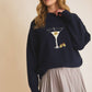 Mock Neck Long Sleeve Martini Graphic Sweater