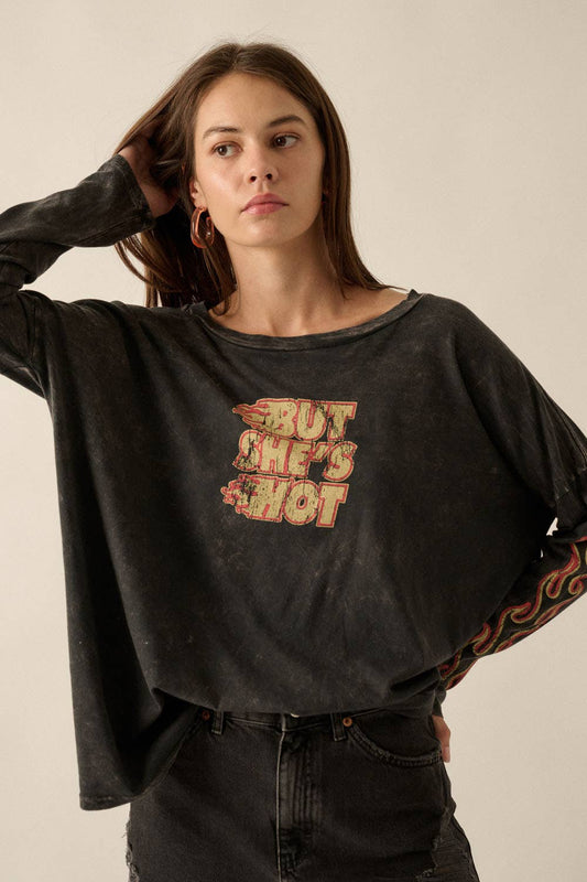 Vintage Canvas - But She's Hot Flames Mineral Wash Graphic Tee